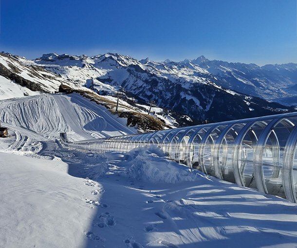 Tapis Bleu d'Anzère : l'innovation sous galerie haute résistance
